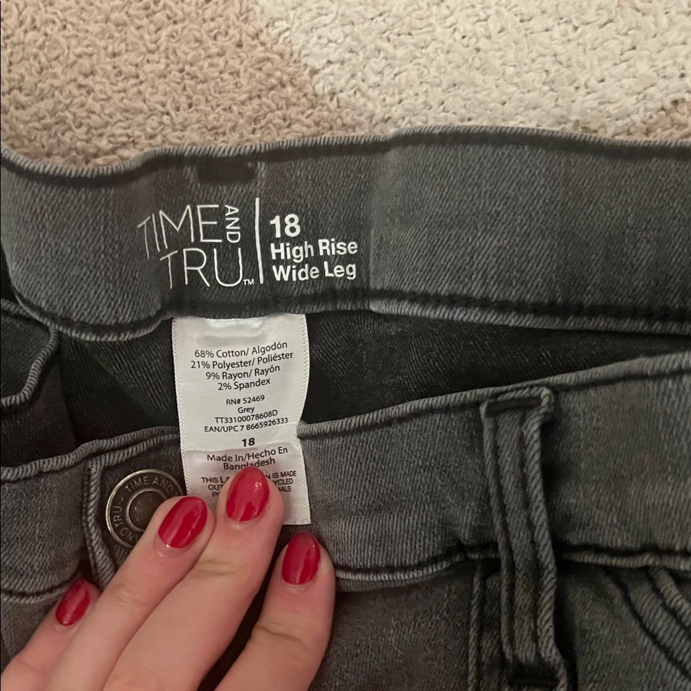 Time and Tru High Rise Wide Leg Gray Pants - Picture 2 of 2